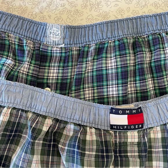 Vintage Polo / Tommy Hilfiger Men's Checkered Boxers Blue Green Plaid Cotton - Picture 6 of 7